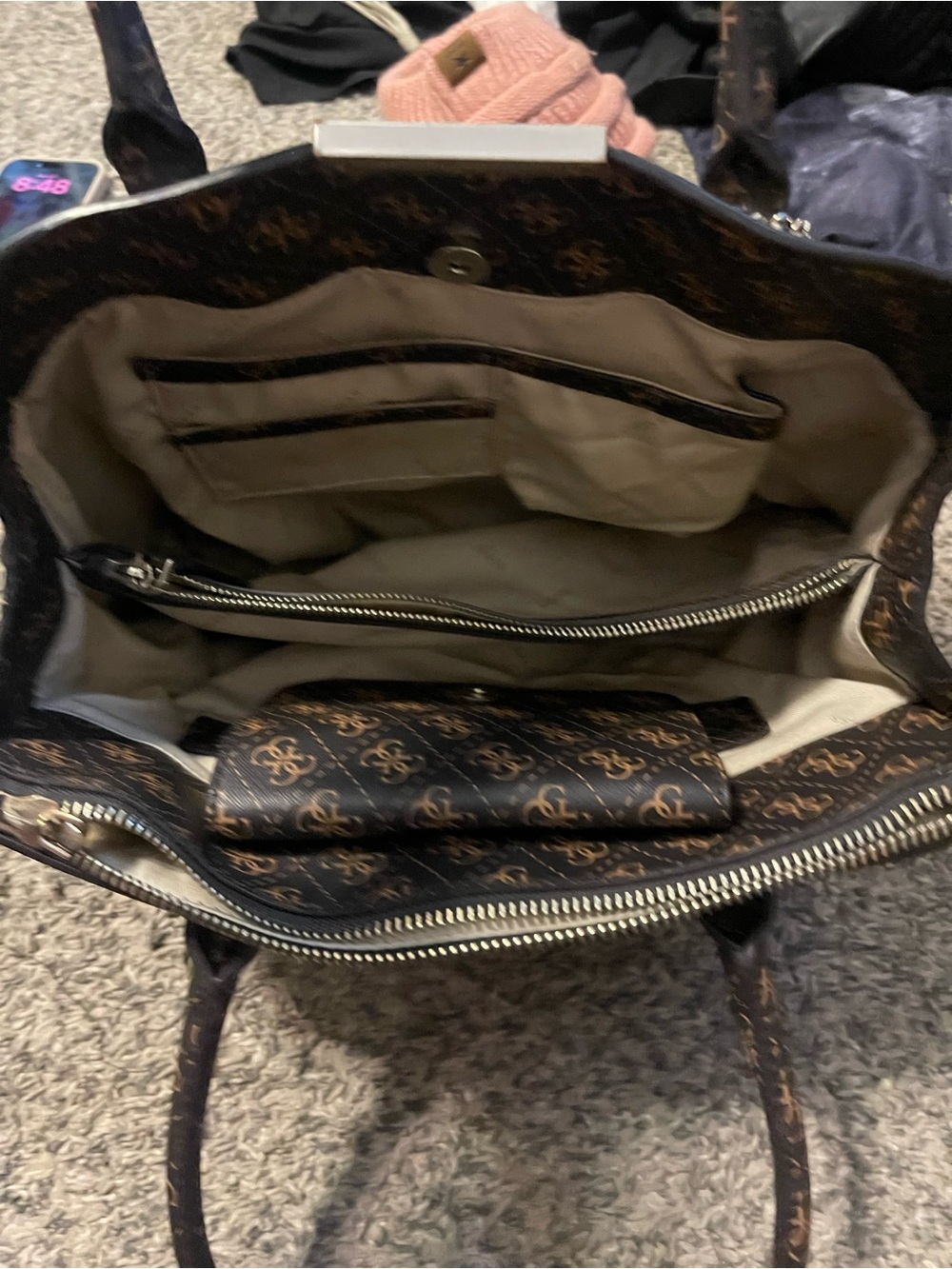 GUESS Brown Logo Tote with Matching Wallet - Picture 4 of 5